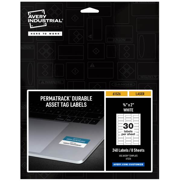 Avery® PermaTrack® White Asset Tag Labels